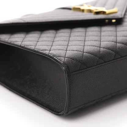 Saint Laurent Grain De Poudre Textured Mixed Matelasse Large Triquilt Monogram Satchel Black 6 of 11