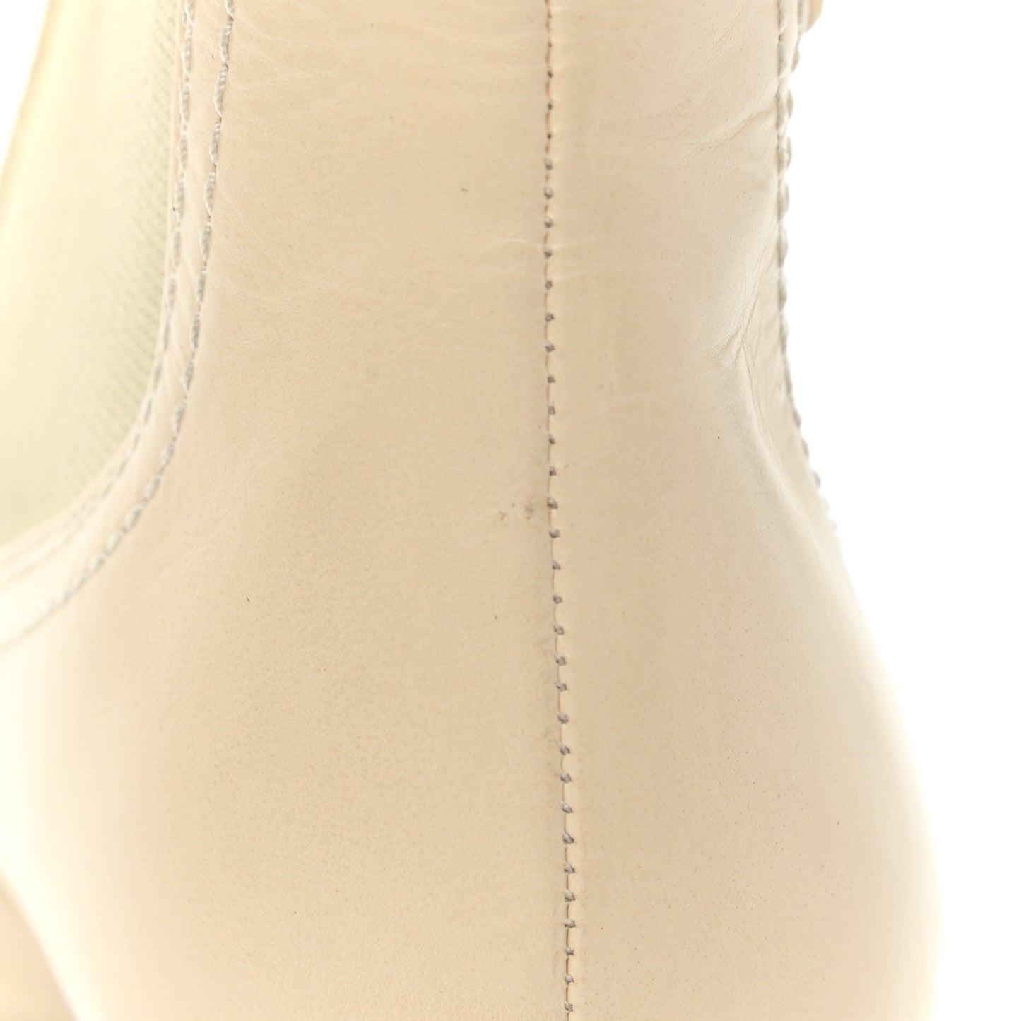 Calfskin Patent Cork Cap Toe Short Boots 35 White Black