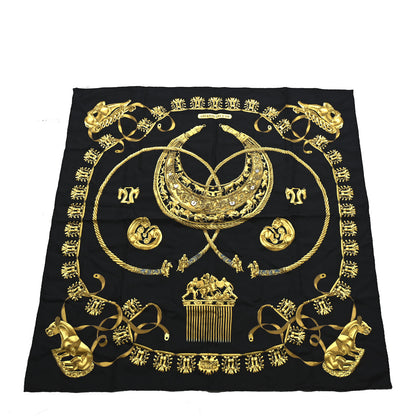 Hermes Silk Mousseline Les Cavaliers D'Or Scarf 90 1 of 5