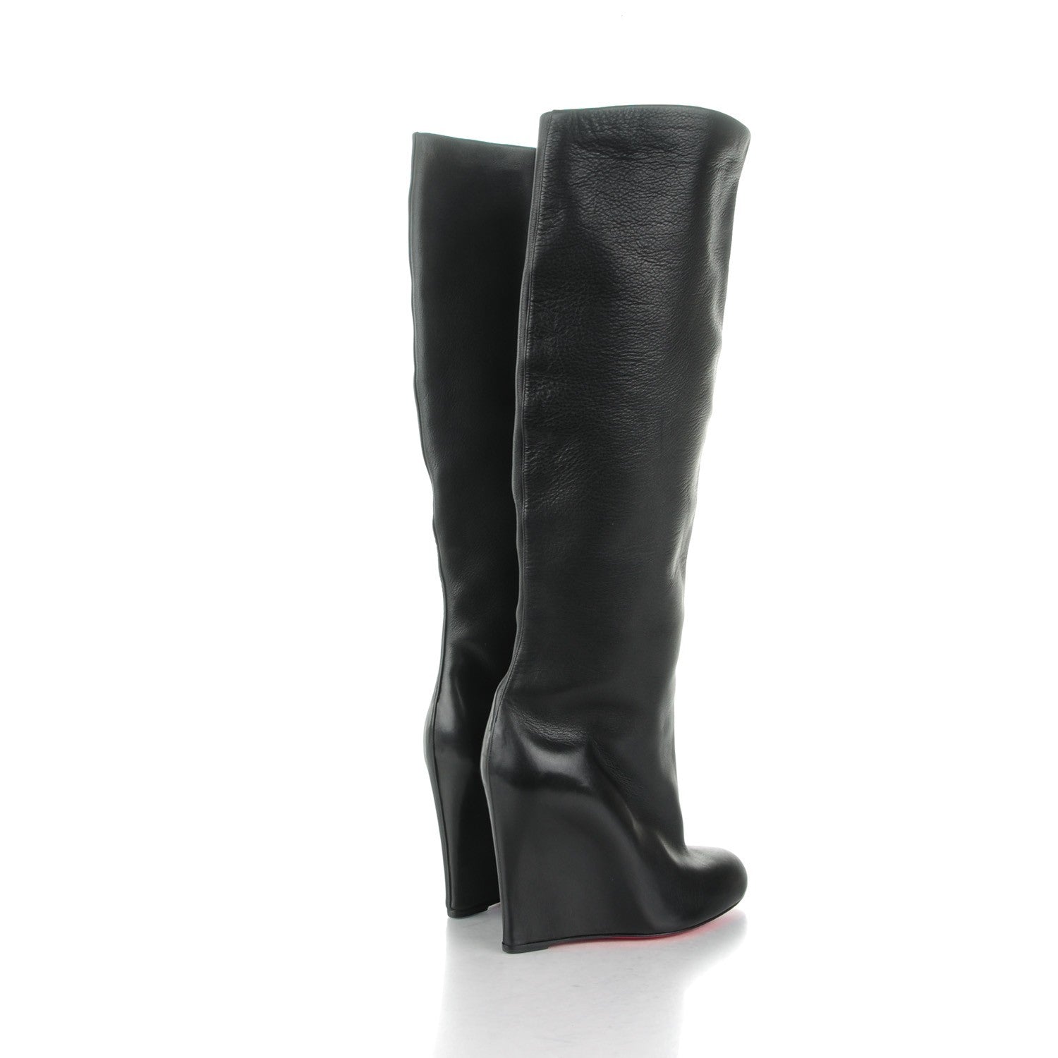 Christian Louboutin Calfskin Zepita 100 Knee High Wedge Boots 41 Black 4 of 10