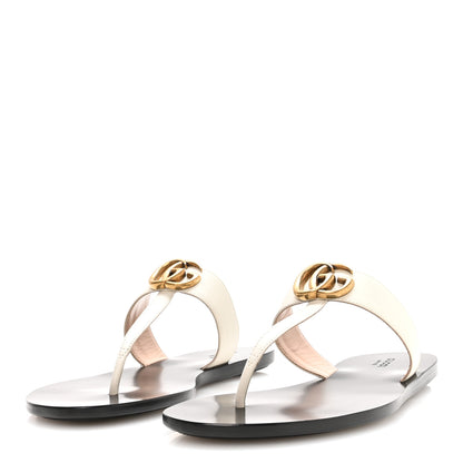 Gucci Calfskin GG Marmont Thong Sandals 40 Mystic White 8 of 16