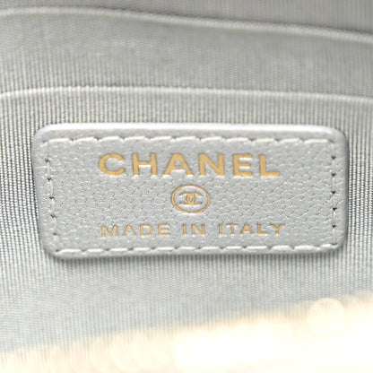 Chanel Metallic Goatskin Quilted Chanel 19 Flat Wallet Pouch Silver 6 of 8