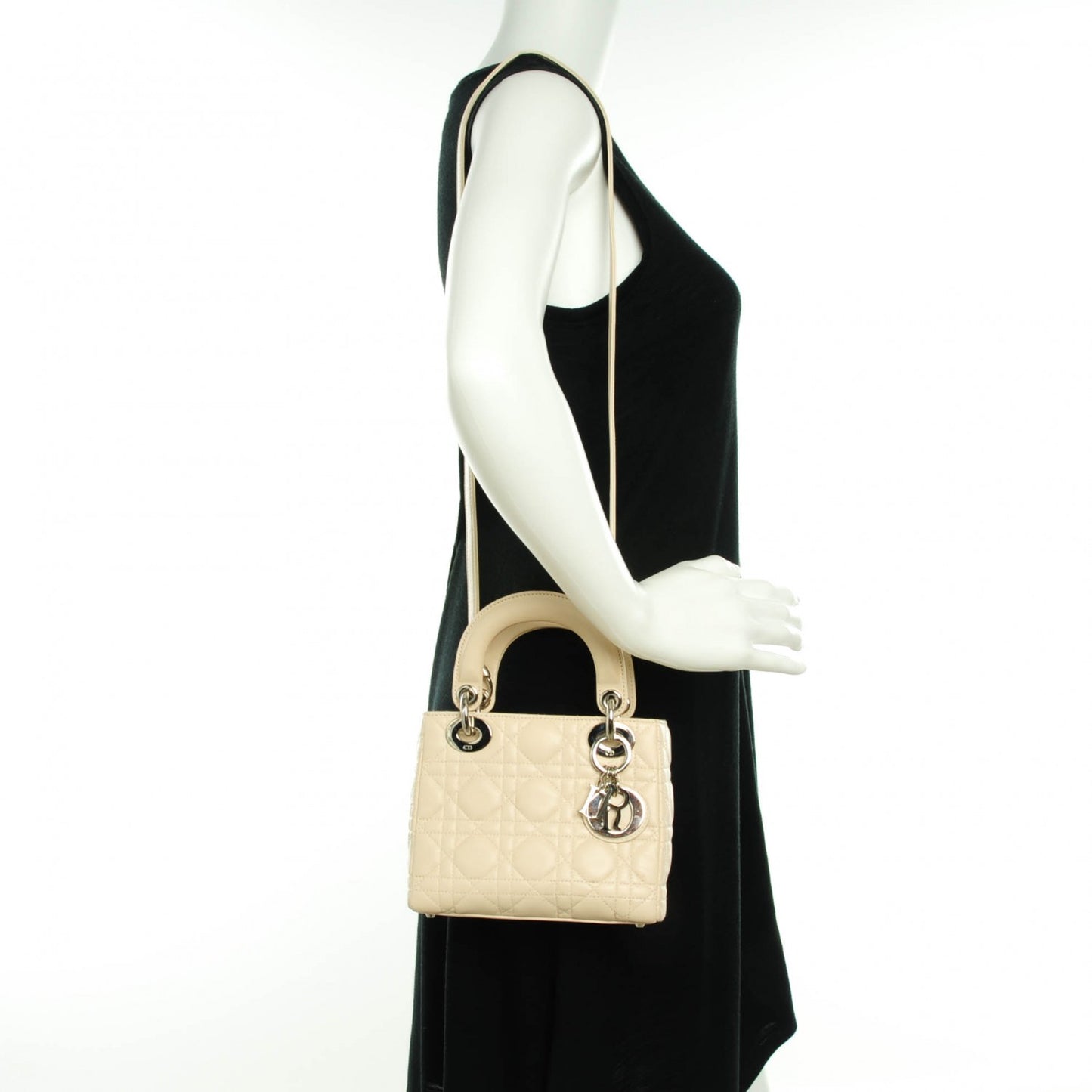 Lambskin Cannage Mini Lady Dior Light Beige