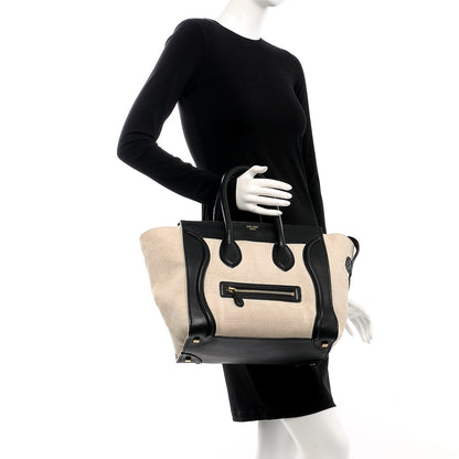 Celine Natural Canvas Smooth Calfskin Mini Luggage Cream 2 of 15