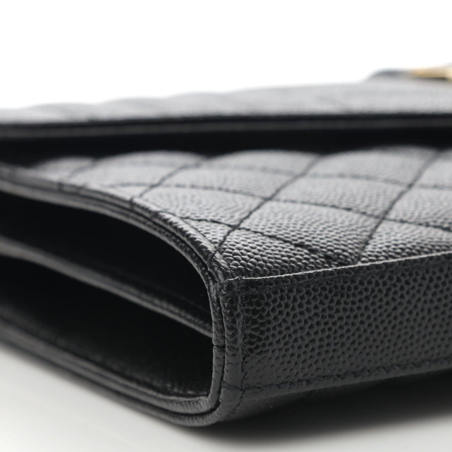 Grain De Poudre Mixed Matelasse Triquilt Monogram Chain Wallet Black