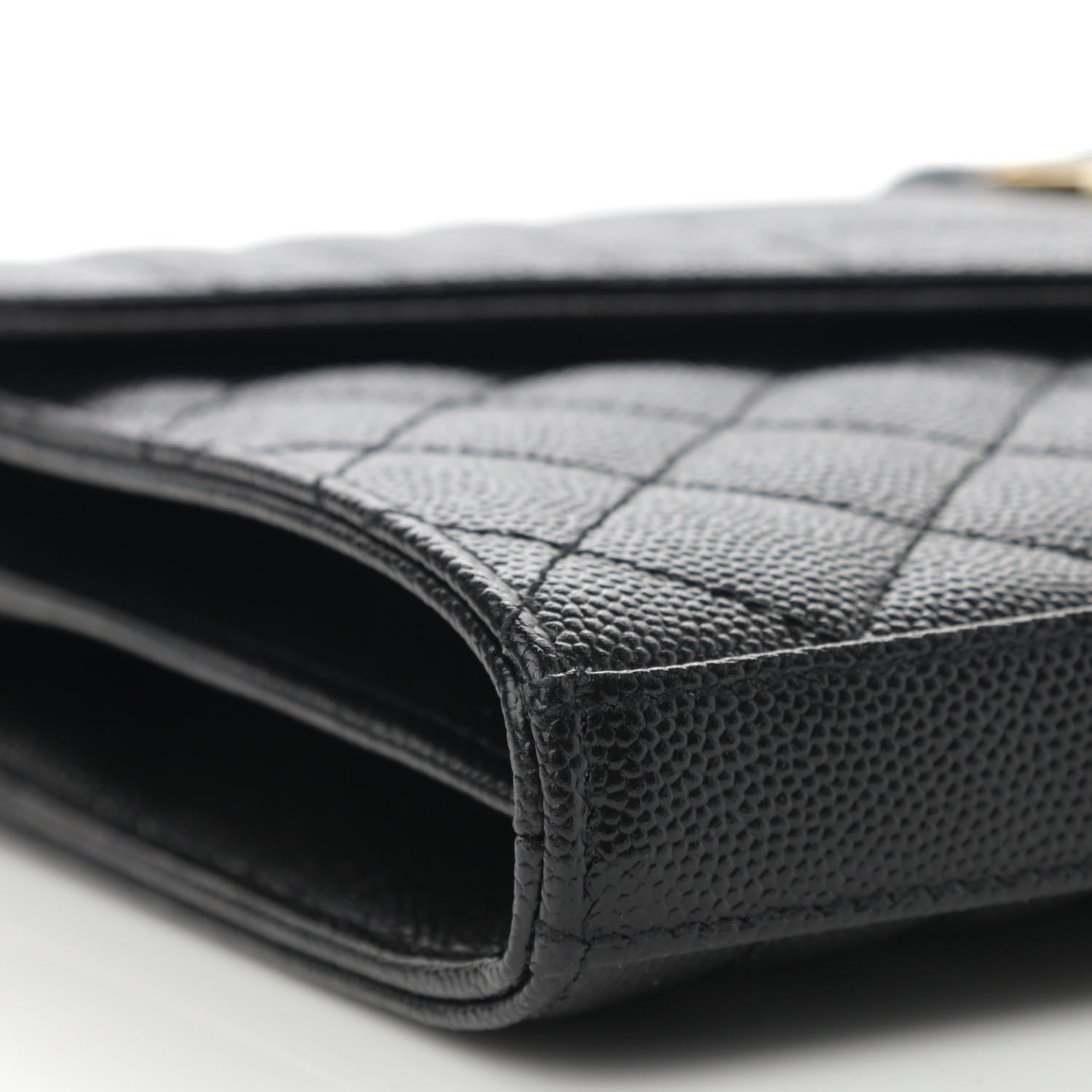 Saint Laurent Grain De Poudre Mixed Matelasse Triquilt Monogram Chain Wallet Black 9 of 11