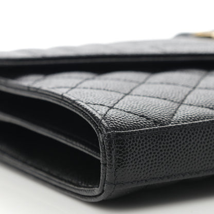 Saint Laurent Grain De Poudre Mixed Matelasse Triquilt Monogram Chain Wallet Black 9 of 11