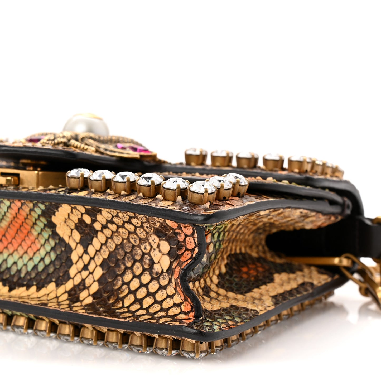 Python Crystal Mini Bee Broadway Shoulder Bag  Gold Cloud Butter Ivory Paradise Cloud
