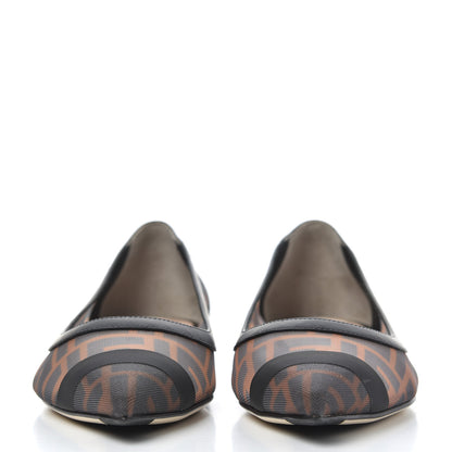 Fendi Mesh FF Skimmer Ballerina Flats 38 Tobacco Moro Black 2 of 12