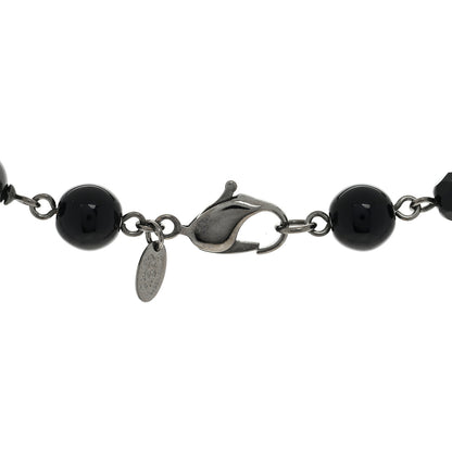 Chanel Ruthenium Pearl Beaded CC Long Necklace Black 3 of 5