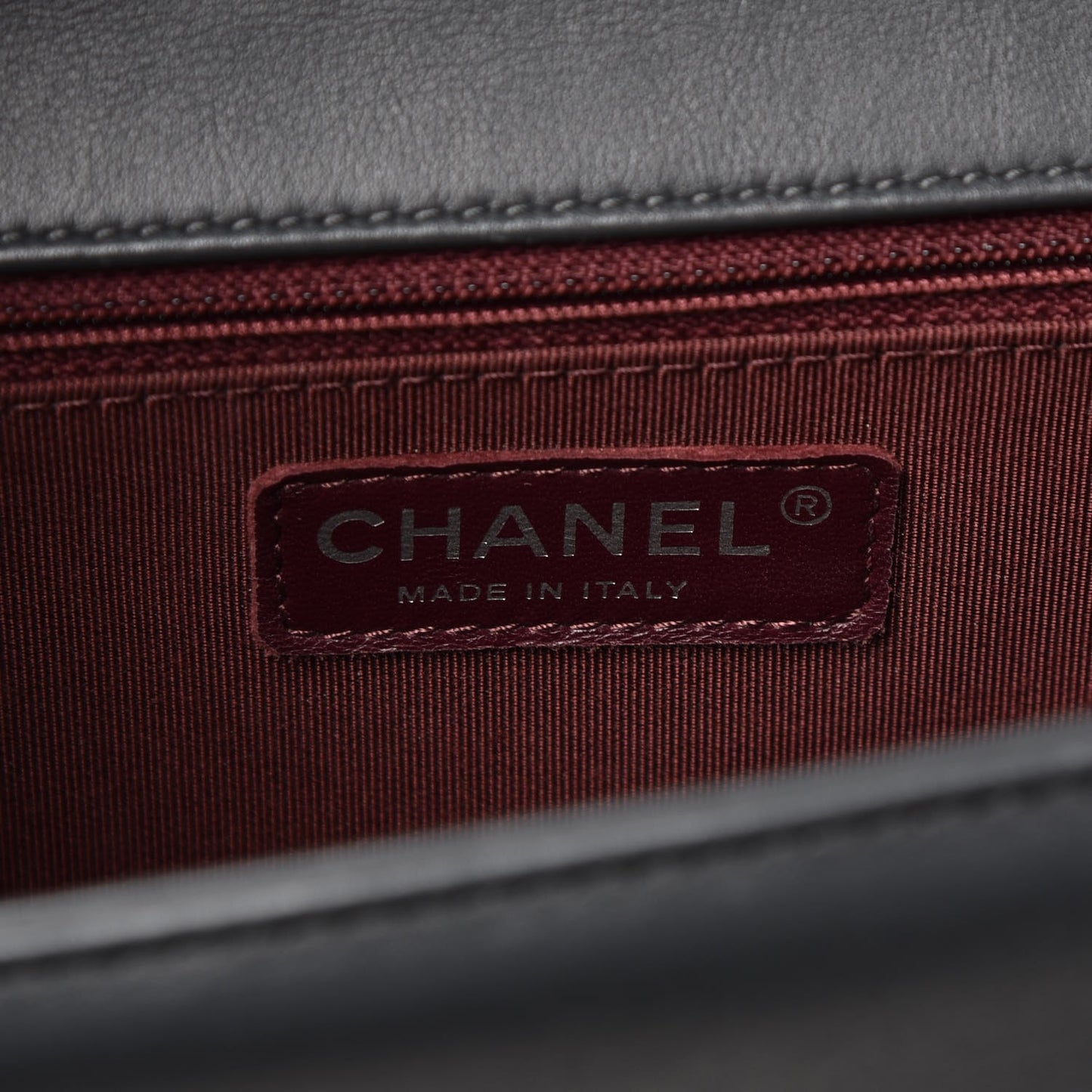 Calfskin Chevron Quilted New Medium Boy Flap Dark Grey