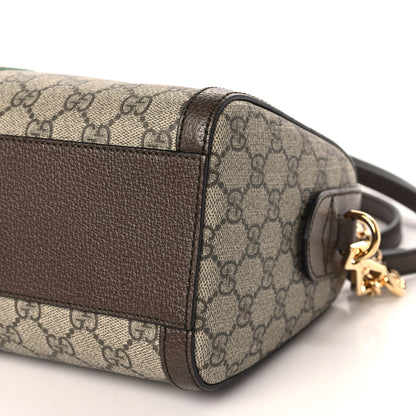 Gucci GG Supreme Monogram Textured Dollar Calfskin Web Medium Ophidia Boston Beige Ebony New Acero 9 of 9