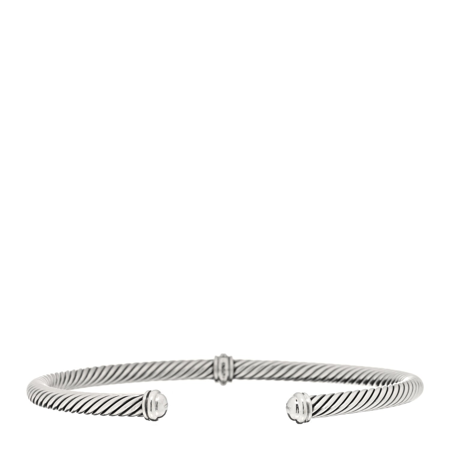David Yurman Sterling Silver Diamond 4mm Cable Classics Single Station Bracelet 2 of 3