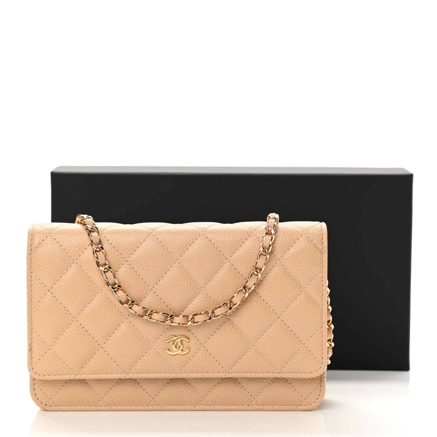 Chanel Caviar Quilted Wallet On Chain WOC Beige 14 of 14