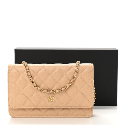 Chanel Caviar Quilted Wallet On Chain WOC Beige 14 of 14