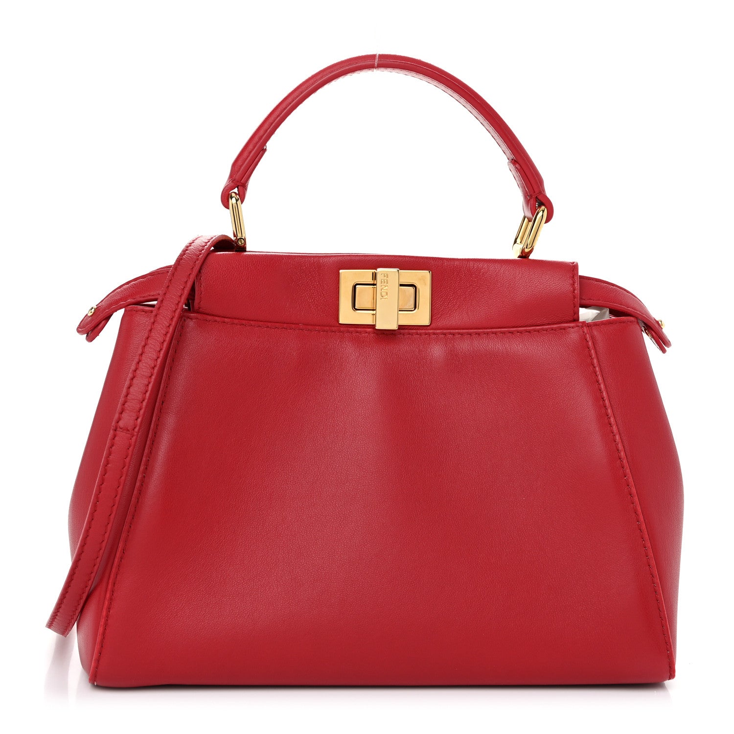 Fendi Nappa Mini Peekaboo Iconic Satchel Amarena 1 of 10