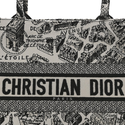 Christian Dior Canvas Embroidered Medium Plan De Paris Book Tote White Black 8 of 10