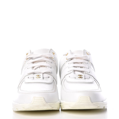 Chanel Calfskin Laminated Lambskin CC Sneakers 41 White Gold 2 of 11