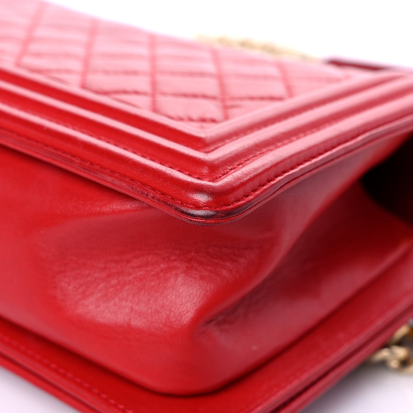 Lambskin Quilted Medium Boy Flap Red