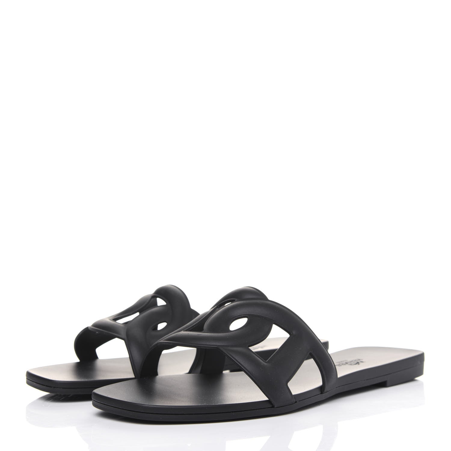 Hermes Rubber Aloha Sandals 39 Black 3 of 8