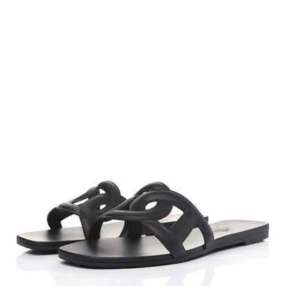 Hermes Rubber Aloha Sandals 39 Black 3 of 8