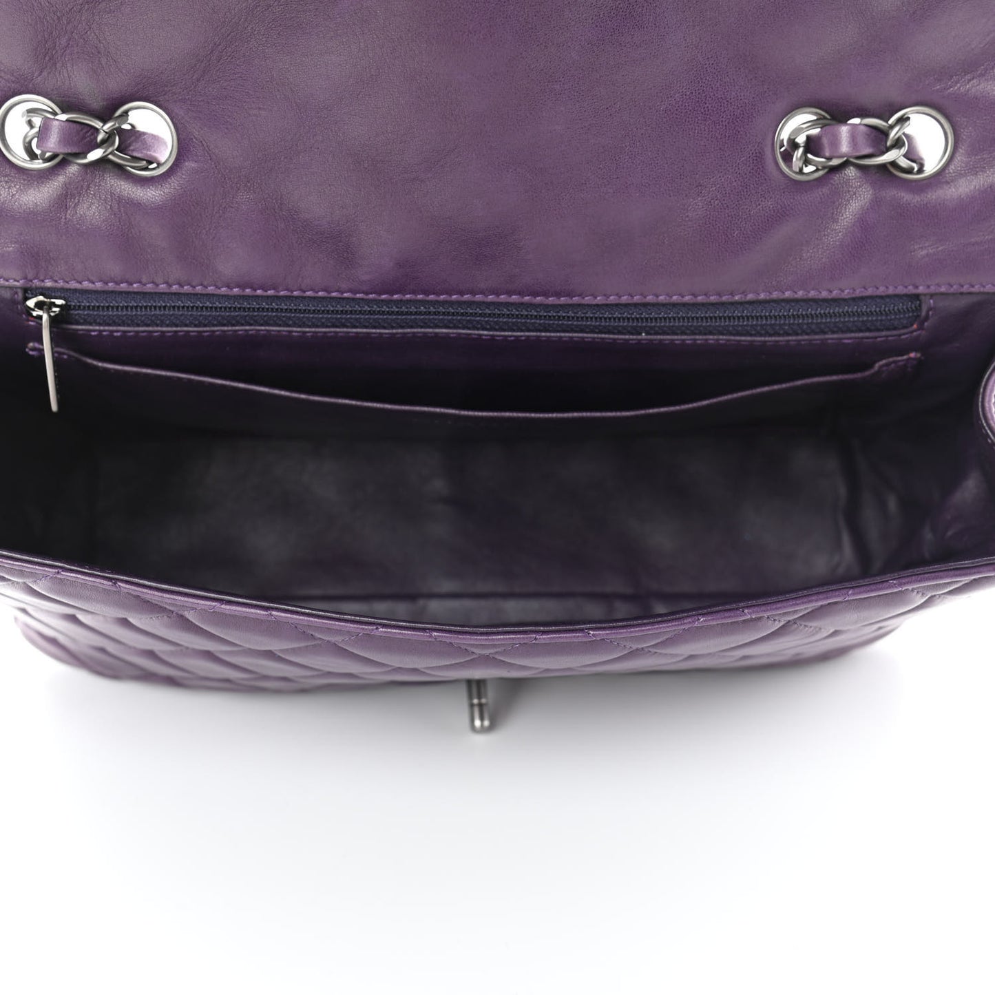 Lambskin Quilted Jumbo Single Flap Dark Purple