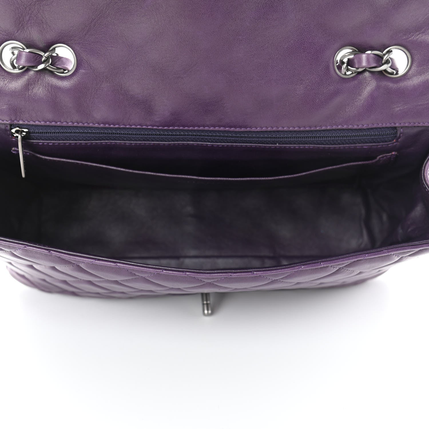 Chanel Lambskin Quilted Jumbo Single Flap Dark Purple 4 of 4