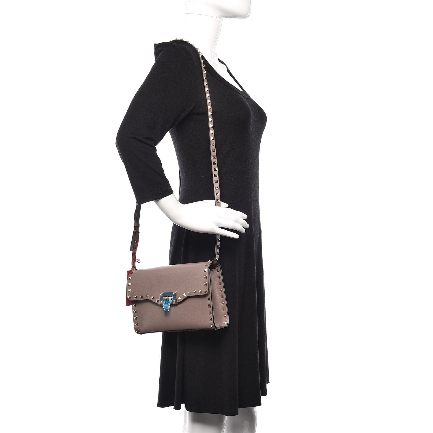 Valentino Garavani Vitello Medium Rockstud Flip Lock Crossbody Bag Clay 2 of 11