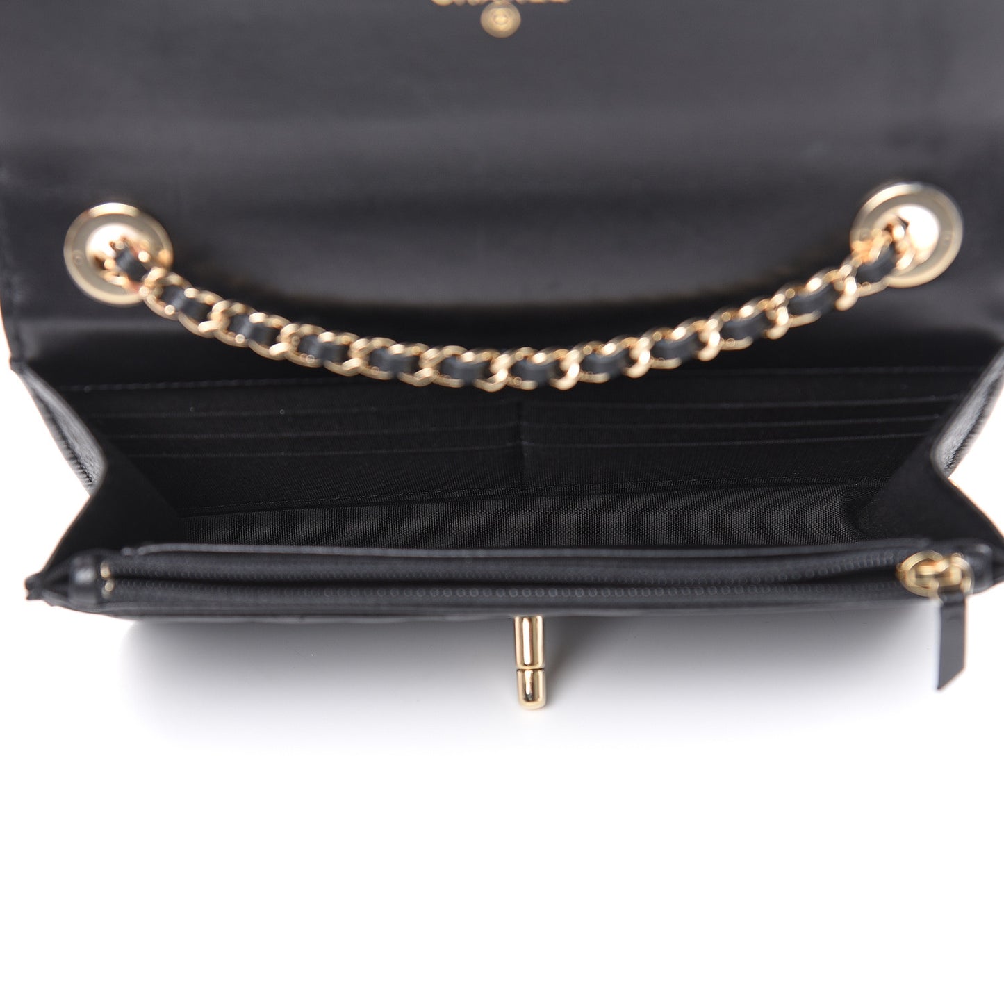 Lambskin Quilted Trendy CC Wallet On Chain WOC Black