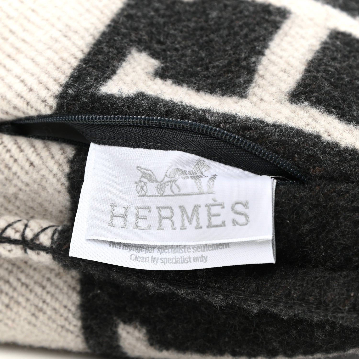 Hermes Wool Cashmere Avalon Pillow PM Ecru Gris Fonce 3 of 3