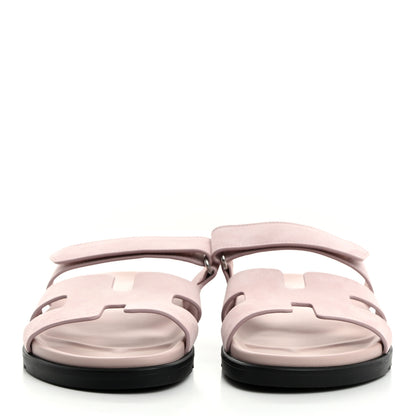 Hermes Suede Goatskin Womens Chypre Sandals 40.5 Rose Porcelaine 2 of 8