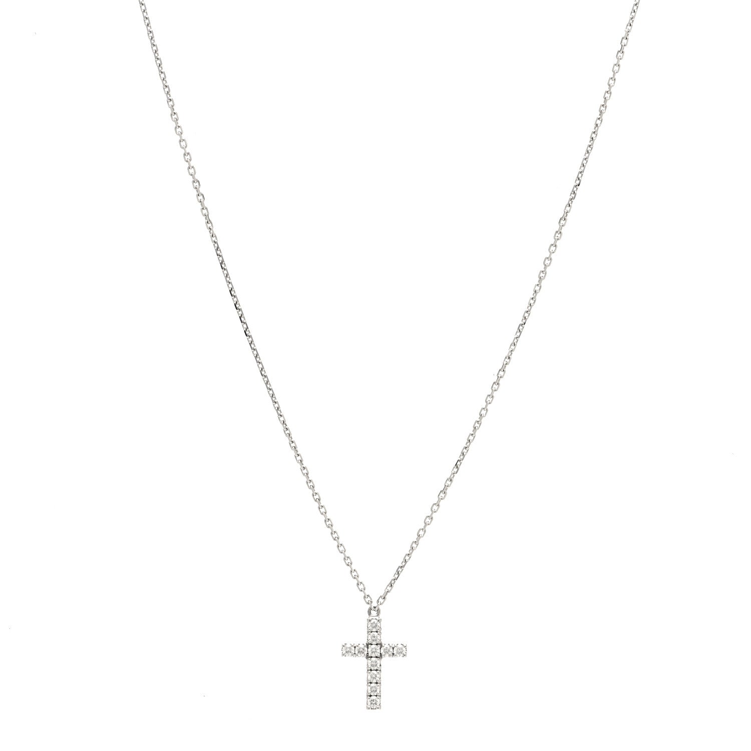 Cartier 18K White Gold Diamond Symbols Cross Pendant Necklace 1 of 6