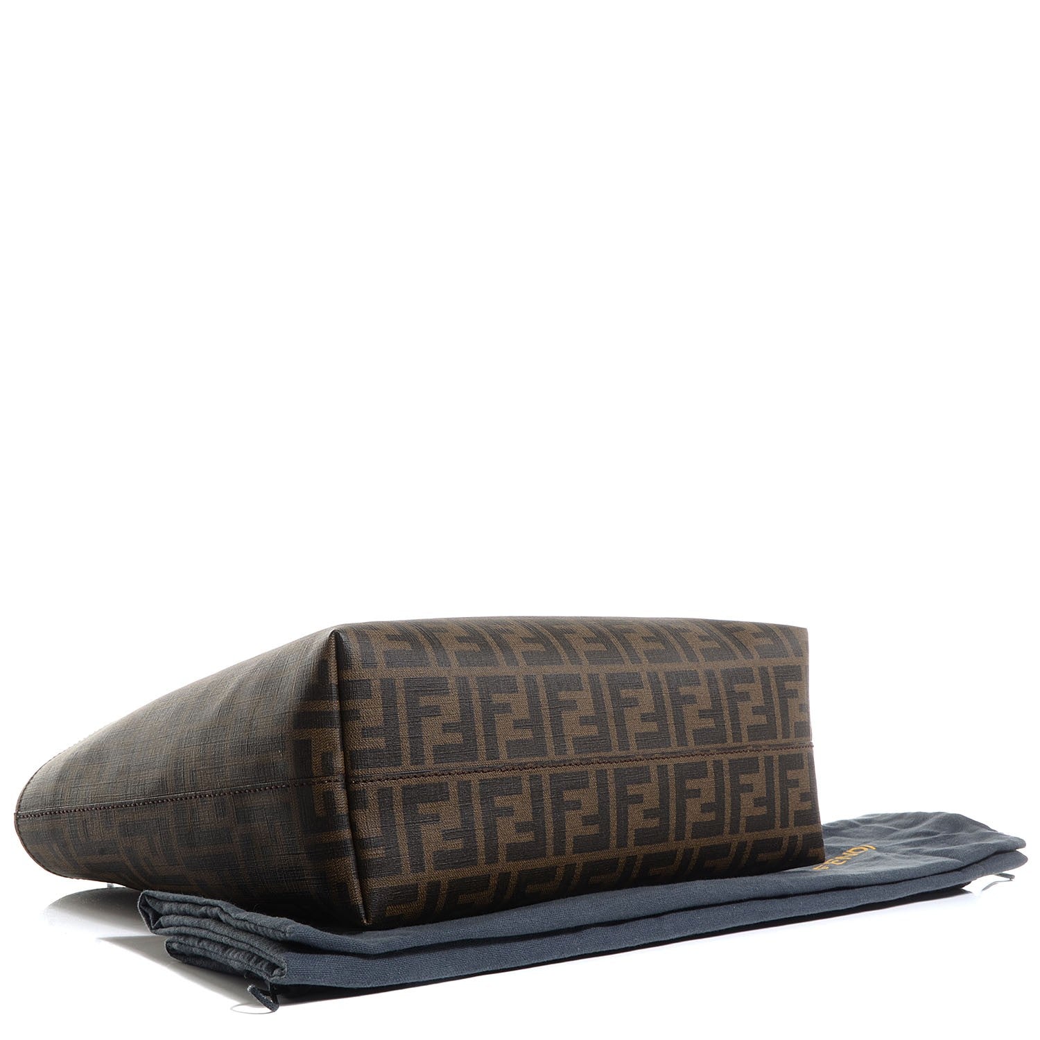 Fendi Zucca Spalmati Small Roll Tote Tobacco Blue 4 of 8