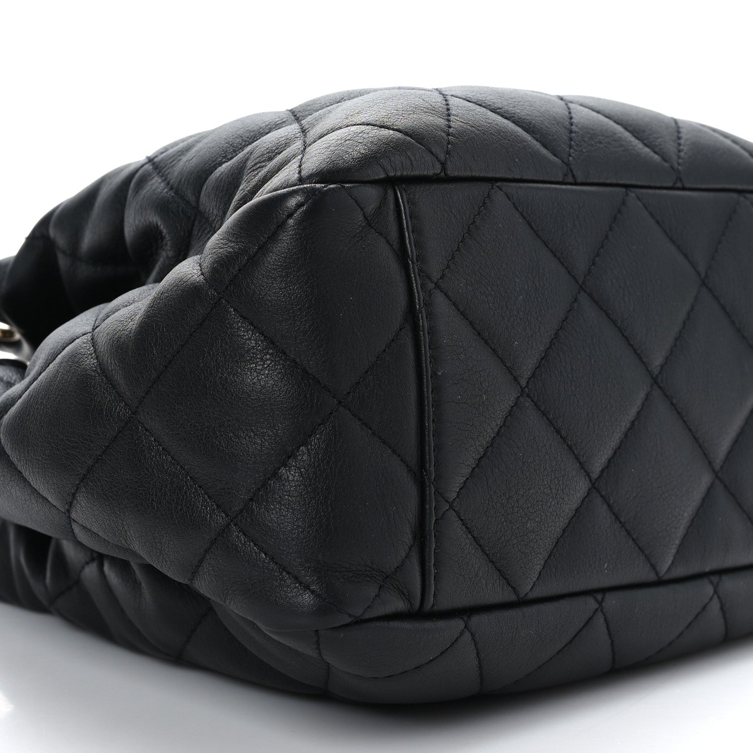 Chanel Lambskin Quilted CC Dweller Drawstring Bucket Bag Black 8 of 9