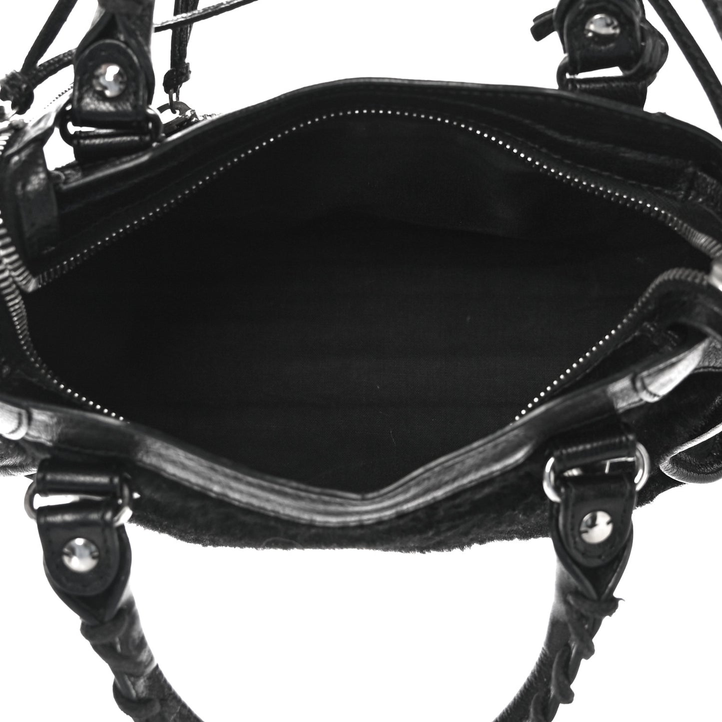 Chevre Pony Hair Silver Classic Hardware Mini City Black