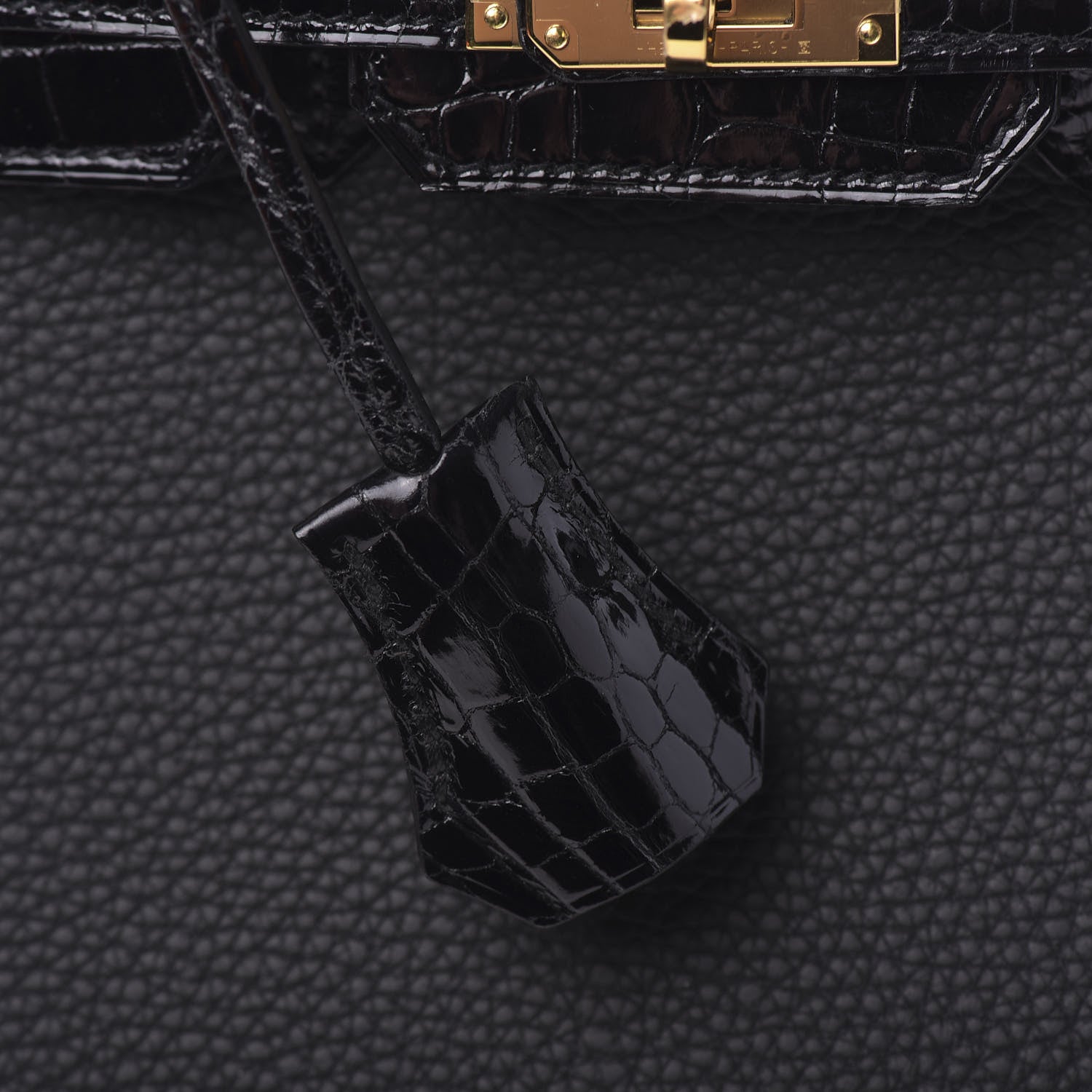 Hermes Togo Shiny Niloticus Crocodile Birkin Touch 25 Black 26 of 38
