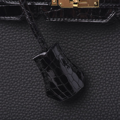 Hermes Togo Shiny Niloticus Crocodile Birkin Touch 25 Black 26 of 38