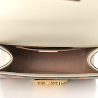 Gucci GG Supreme Monogram Berry Textured Dollar Calfskin Small Padlock Shoulder Bag Beige Ebony Light Copper Mystic White 5 of 9