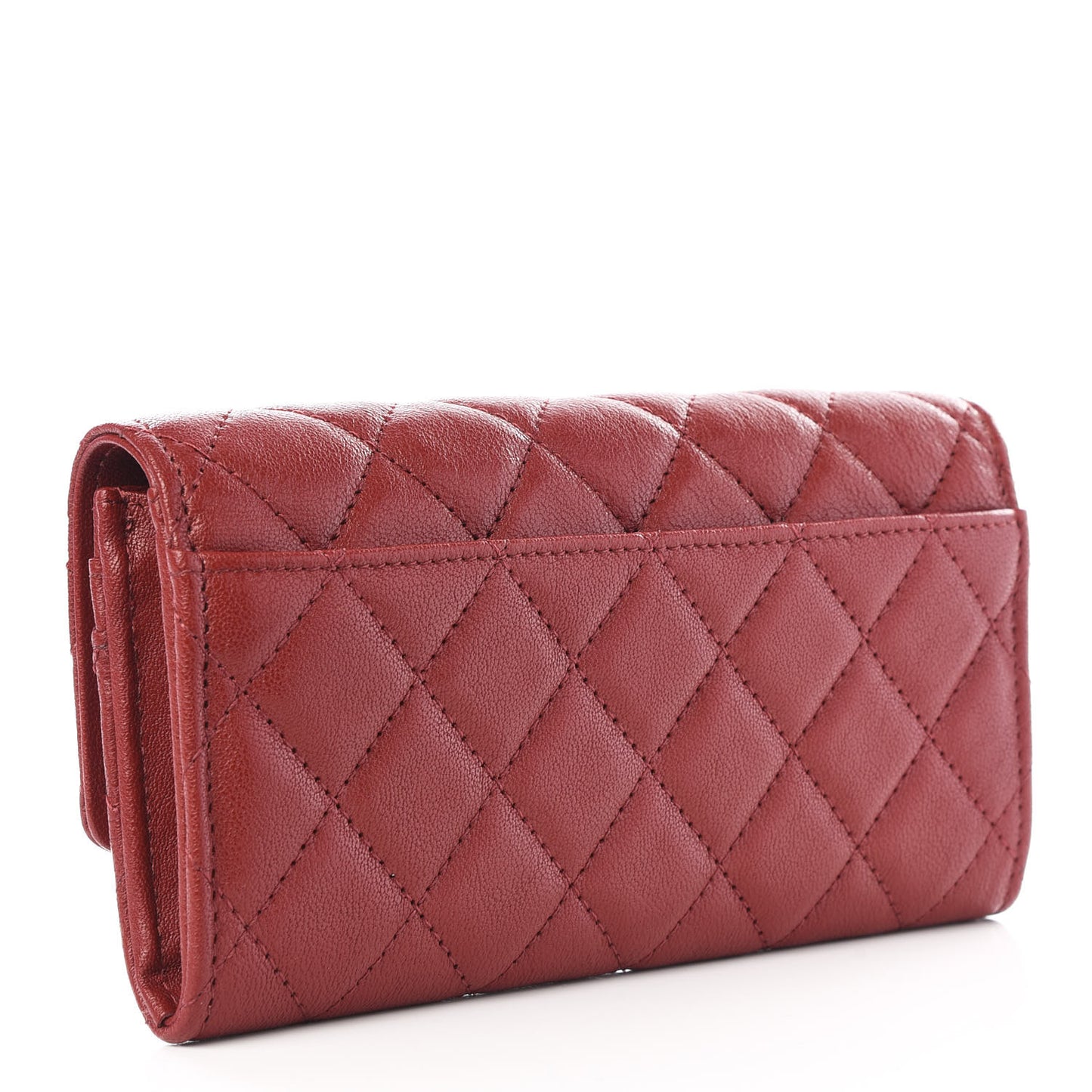 Lambskin Quilted Medium 19 Flap Wallet Burgundy