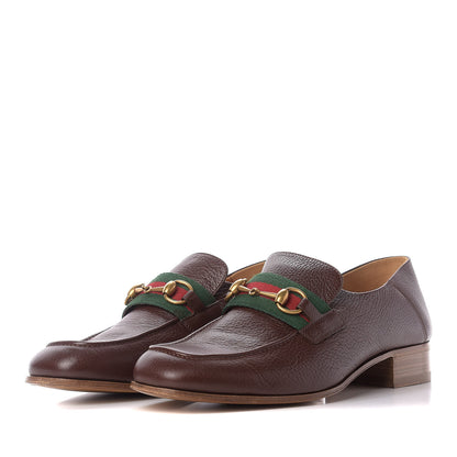 Gucci Havely Kid Web Mens Horsebit Loafers 10 Dark Brown 2 of 11