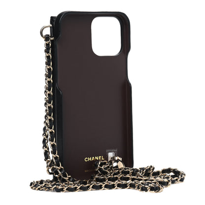Chanel Lambskin Quilted iPhone XII Max Case With Chain Black 2 of 4
