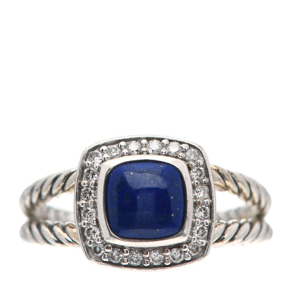 David Yurman Sterling Silver Diamond Lapis Lazuli 7mm Petite Albion Ring 54 7 1 of 4