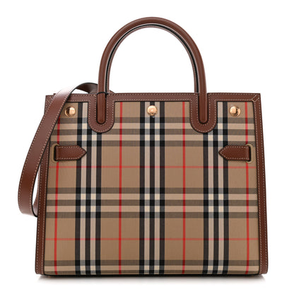 Burberry Calfskin Vintage Check Two Handle Title Bag Archive Beige 1 of 8