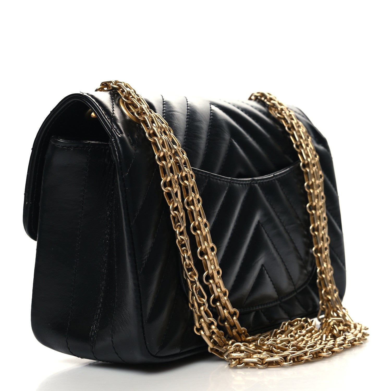 Chanel Aged Calfskin Chevron Quilted 2.55 Reissue Mini Flap Black 3 of 10