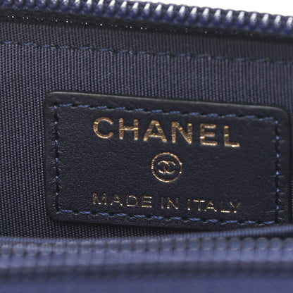 Chanel Lambskin Quilted Boy Zip Around Coin Purse Wallet Blue 6 of 7