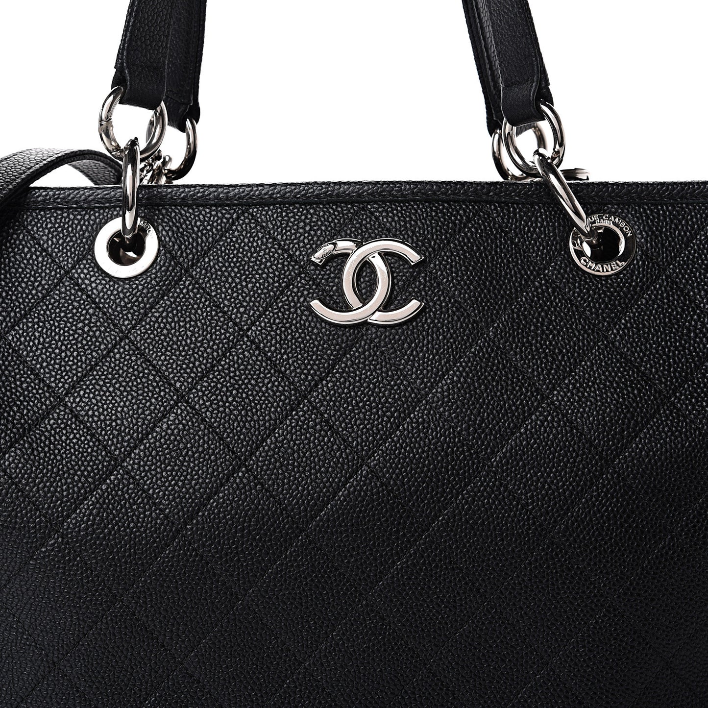 Caviar Stitched Shopping Tote Black
