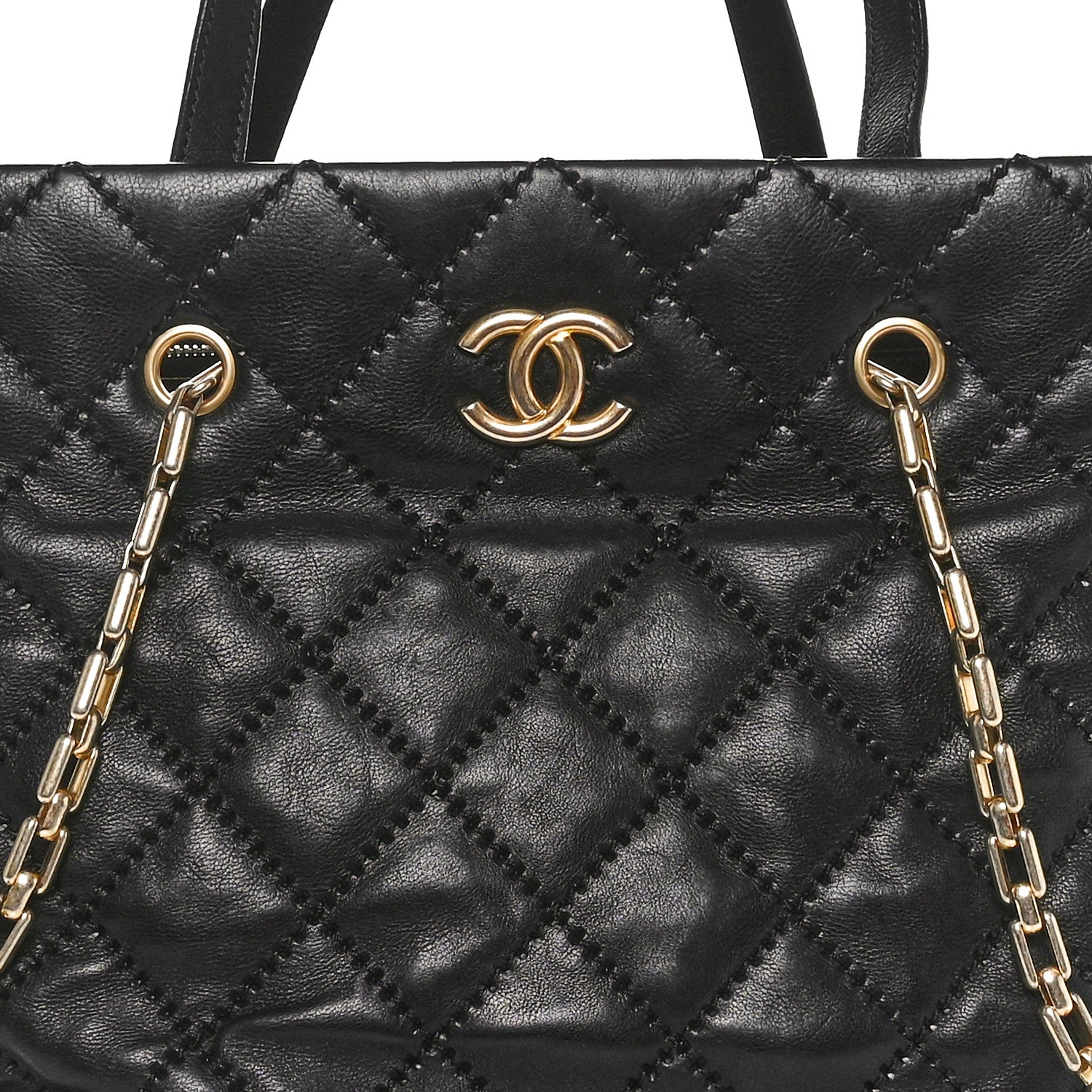 Chanel Calfskin Quilted Large Retro Chain Tote Black 5 of 10