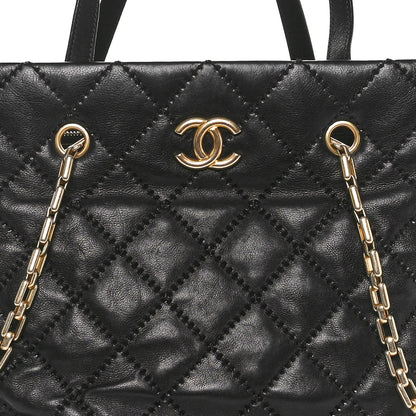 Chanel Calfskin Quilted Large Retro Chain Tote Black 5 of 10