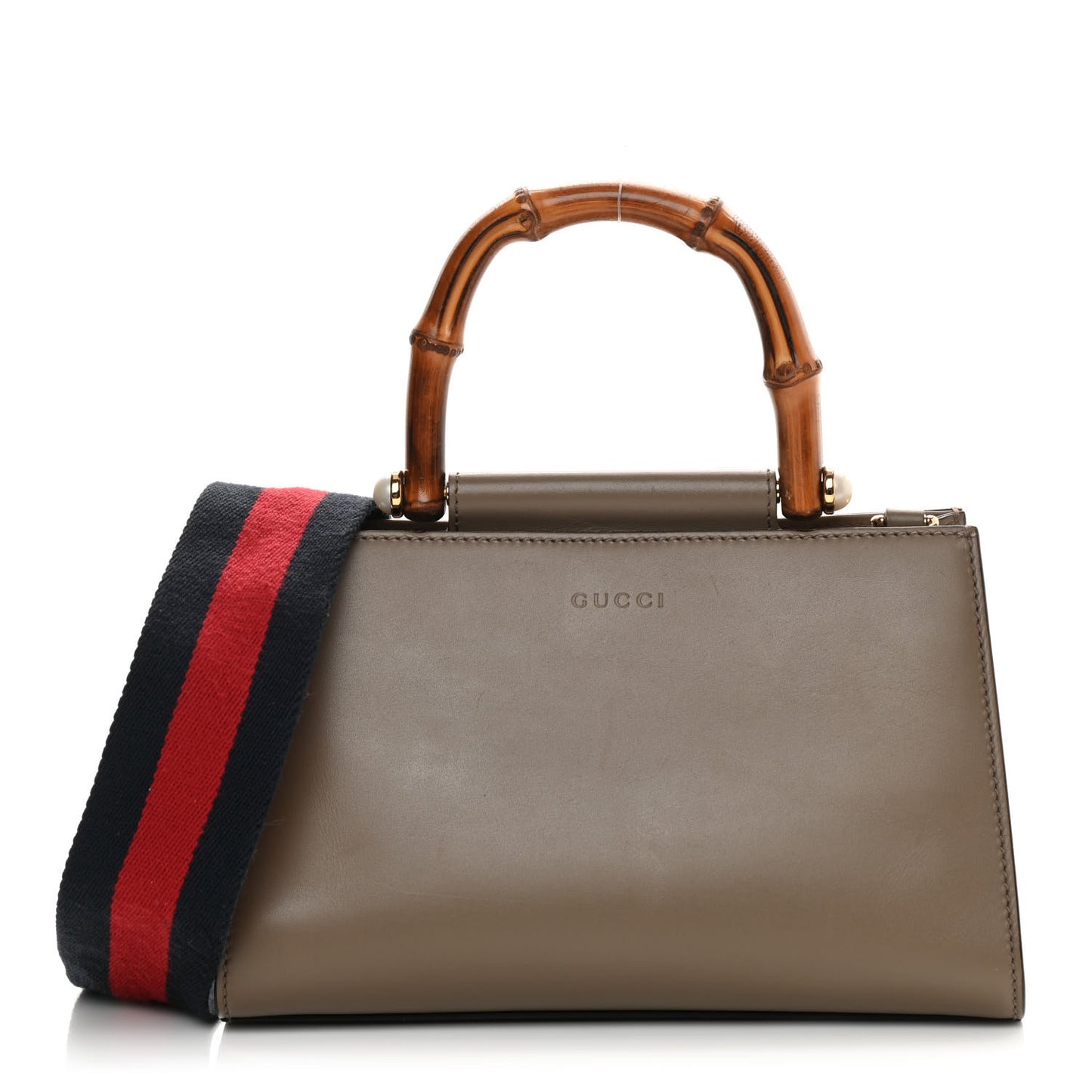 Nappa Bamboo Web Mini Nymphaea Top Handle Bag Brown