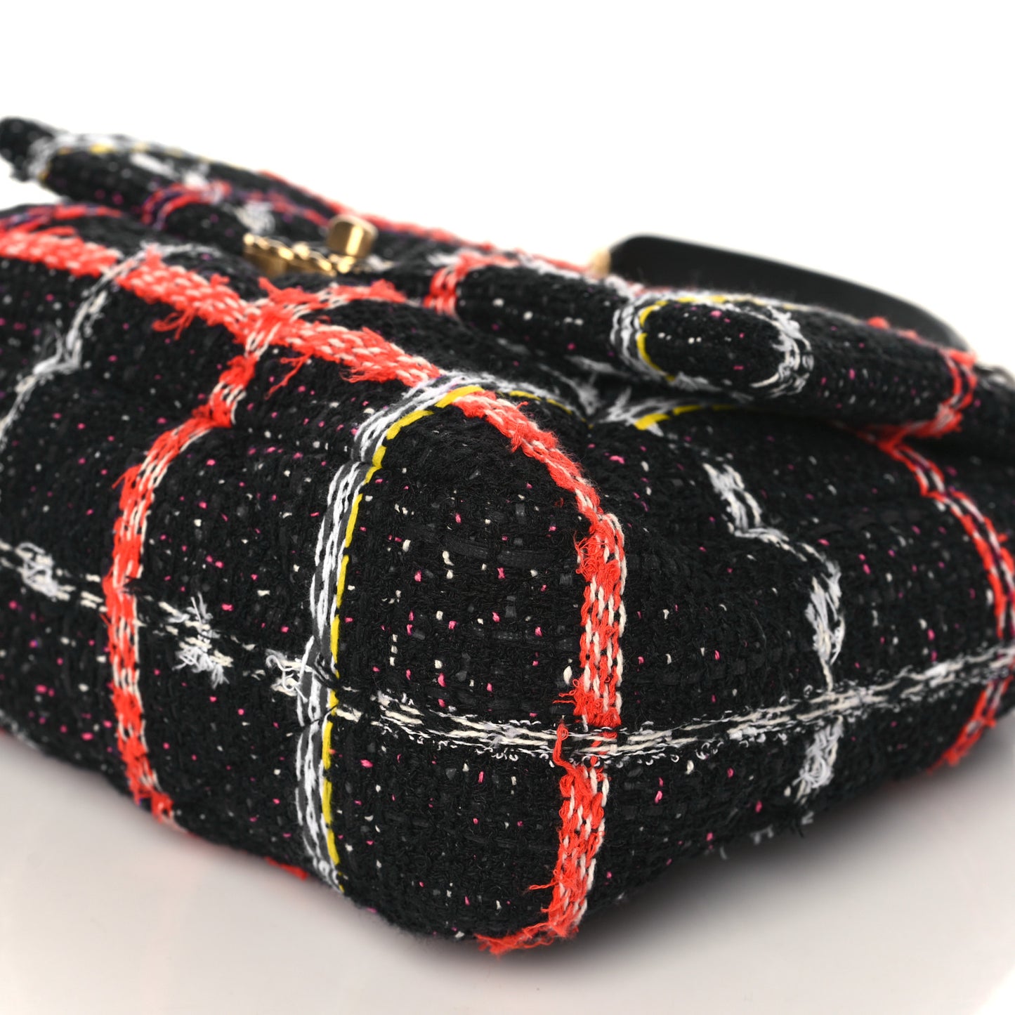 Tweed Quilted Large Chanel 19 Flap Black Orange Blue